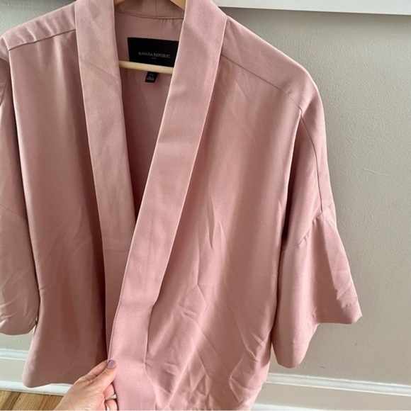 Banana Republic Factory Solid Kimono Style Pink Savannah Clay Open Front Blazer - Picture 3 of 8